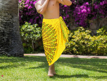 Load image into Gallery viewer, La Leela Men&#39;s Hawaiian Beach Wrap Sheer Sarong Swimming Bathing Suit Towel Beachwear Swim Pareo Cover up Long 72&quot;X42&quot;  Yellow 138063