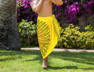 La Leela Men's Hawaiian Beach Wrap Sheer Sarong Swimming Bathing Suit Towel Beachwear Swim Pareo Cover up Long 72"X42"  Yellow 138063