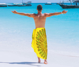 La Leela Men's Hawaiian Beach Wrap Sheer Sarong Swimming Bathing Suit Towel Beachwear Swim Pareo Cover up Long 72"X42"  Yellow 138063