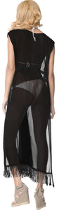 LA LEELA Women's Open Front Oversized Kimono Cardigan M-L Charcoal