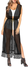 Load image into Gallery viewer, LA LEELA Women&#39;s Open Front Oversized Kimono Cardigan M-L Charcoal