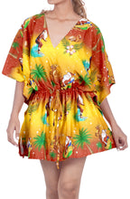 Load image into Gallery viewer, LA LEELA Christmas Santa claus Print Beach Cover Up OSFM 14-28 [L-4X] Blue_2137