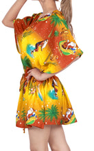 Load image into Gallery viewer, LA LEELA Christmas Santa claus Print Beach Cover Up OSFM 14-28 [L-4X] Blue_2137