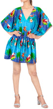 Load image into Gallery viewer, LA LEELA Christmas Santa claus Print Beach Cover Up OSFM 14-28 [L-4X] Blue_2137