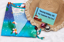 Load image into Gallery viewer, LA LEELA Christmas Santa claus Print Beach Cover Up OSFM 14-28 [L-4X] Blue_2137