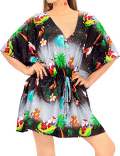 Load image into Gallery viewer, LA LEELA Christmas Santa claus Bikini Cover Up Women OSFM 14-28[L-4X] Black_2138