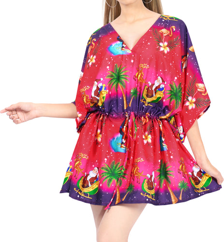 LA LEELA Christmas Santa claus Spring Summer Cover Up OSFM 14-28[L-4X] Pink_2139