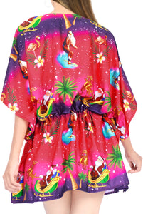 LA LEELA Christmas Santa claus Spring Summer Cover Up OSFM 14-28[L-4X] Pink_2139