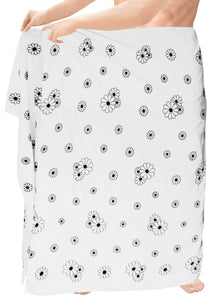 La Leela Men's Hawaiian Beach Wrap Sheer Sarong Swimming Bathing Suit Towel Beachwear Swim Pareo Cover up Long 72"X42"  White 138152