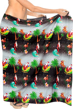 Load image into Gallery viewer, LA LEELA Christmas Hawaiian Beach Pareo Girls Sarong santa 78&quot;X39&quot; Black_3305