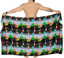 Load image into Gallery viewer, LA LEELA Christmas santa Casual Beach Swimwear Wrap Mens 72&quot;X42&quot; Black_3309