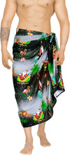 Load image into Gallery viewer, LA LEELA Christmas santa Casual Beach Swimwear Wrap Mens 72&quot;X42&quot; Black_3309