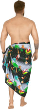 Load image into Gallery viewer, LA LEELA Christmas santa Casual Beach Swimwear Wrap Mens 72&quot;X42&quot; Black_3309