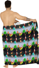 Load image into Gallery viewer, LA LEELA Christmas santa Casual Beach Swimwear Wrap Mens 72&quot;X42&quot; Black_3309