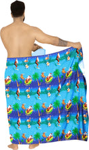 Load image into Gallery viewer, LA LEELA Christmas santa Surf Beach wear Wrap Mens towel 78&quot;X39&quot; Blue_3311