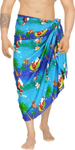 LA LEELA Christmas santa Surf Beach wear Wrap Mens towel 78"X39" Blue_3311
