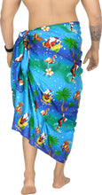 Load image into Gallery viewer, LA LEELA Christmas santa Surf Beach wear Wrap Mens towel 78&quot;X39&quot; Blue_3311