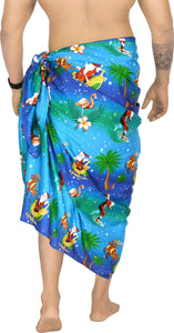 LA LEELA Christmas santa Surf Beach wear Wrap Mens towel 78"X39" Blue_3311