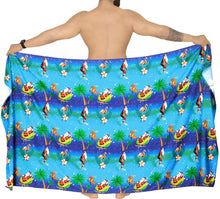 Load image into Gallery viewer, LA LEELA Christmas santa Surf Beach wear Wrap Mens towel 78&quot;X39&quot; Blue_3311