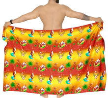 Load image into Gallery viewer, LA LEELA Christmas santa Swimwear Casual Pareo Mens 78&quot;X39&quot; Orange_3312