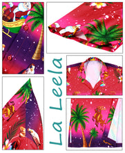 Load image into Gallery viewer, LA LEELA Men&#39;s Casual Beach hawaiian Shirt Aloha Christmas Santa front Pocket Short sleeve Pink_W582