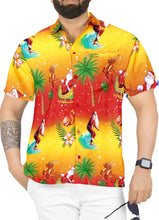 Load image into Gallery viewer, LA LEELA Men&#39;s Casual Beach hawaiian Shirt Aloha Christmas Santa front Pocket Short sleeve Orange_W581