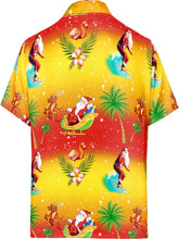 Load image into Gallery viewer, LA LEELA Men&#39;s Casual Beach hawaiian Shirt Aloha Christmas Santa front Pocket Short sleeve Orange_W581