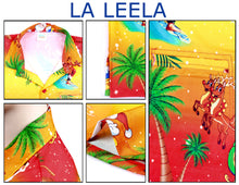 Load image into Gallery viewer, LA LEELA Men&#39;s Casual Beach hawaiian Shirt Aloha Christmas Santa front Pocket Short sleeve Orange_W581