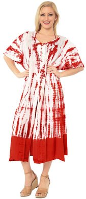 LA LEELA Women's One Size Beach Tunic Top Swing T-Shirt Loose Dress Hand Tie Dye Orange