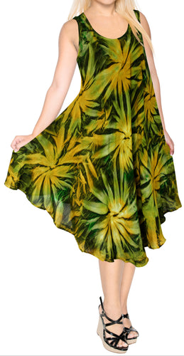 la-leela-casual-dress-beach-cover-up-rayon-tie-dye-tropical-skirt-halter-swimsuit-green-656-plus-size