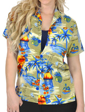 Load image into Gallery viewer, la-leela-womens-beach-casual-hawaiian-blouse-short-sleeve-button-down-shirt-Beige_W984