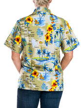 Load image into Gallery viewer, la-leela-womens-beach-casual-hawaiian-blouse-short-sleeve-button-down-shirt-Beige_W984