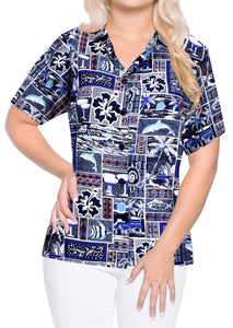 Top Women Hawaiian Shirt Beach Blouses Tank Casual Aloha Boho Holiday Loose Fit