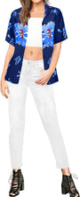 Load image into Gallery viewer, la-leela-womens-skull-halloween-costume-casual-beach-hawaiian-shirts-printed-blue-skull-pirates-printe-Blue_W970
