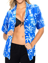 Load image into Gallery viewer, la-leela-womens-summer-beach-blouse-button-up-relaxed-camp-casual-shirt-leafy-1890