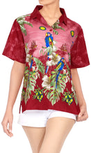 Load image into Gallery viewer, LA LEELA Women&#39;s Beach Blouse Button Down Relaxed Camp Casual Shirt Hibiscus