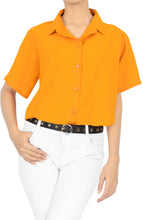 Load image into Gallery viewer, LA LEELA Men&#39;s Beach Hawaiian casual Aloha Button Down Short Sleeve shirt Orange_X526