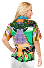Load image into Gallery viewer, LA LEELA Women&#39;s Swim Overshirt Hawaiian Blouse Tops Green, Bike