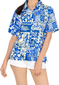 Top Women Hawaiian Shirt Beach Blouses Tank Casual Aloha Boho Holiday Loose Fit