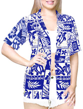 Load image into Gallery viewer, la-leela-womens-beach-casual-hawaiian-blouse-short-sleeve-button-down-shirt Blue_W957