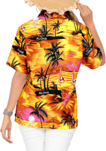 Load image into Gallery viewer, LA LEELA Women&#39;s Beach Casual Hawaiian Blouse Short Sleeve button Down Shirt Orange aloha