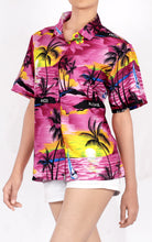 Load image into Gallery viewer, LA LEELA Women&#39;s Printed Tropical Hawaiian Blouse Summer Wear Short Sleeve Collar Shirt Beachy Pink