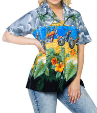 Load image into Gallery viewer, LA LEELA Women&#39;s Beach Blouse Button Down Relaxed Camp Casual Shirt Hibiscus