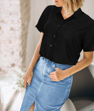 Load image into Gallery viewer, LA LEELA Women&#39;s Beach Casual Hawaiian Blouse Short Sleeve button Down Shirt Tank top Black