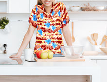 Load image into Gallery viewer, LA LEELA Women&#39;s Beach Casual Hawaiian Blouse Short Sleeve button Down Shirt Red tropicals