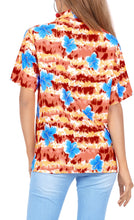 Load image into Gallery viewer, LA LEELA Women&#39;s Beach Casual Hawaiian Blouse Short Sleeve button Down Shirt Red tropicals