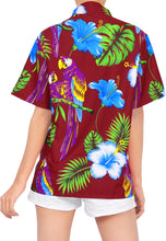 Load image into Gallery viewer, LA LEELA Women&#39;s Beach Casual Hawaiian Blouse Short Sleeve button Down Shirt Plus size Maroon