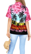 Load image into Gallery viewer, LA LEELA Women&#39;s Beach Casual Hawaiian Blouse Short Sleeve button Down Shirt Pink