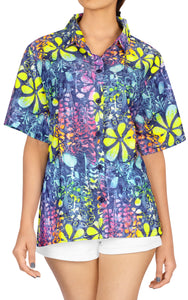 Ladies Hawaiian Shirt Beach Top Casual Tank Blouses Aloha Holiday Button Down