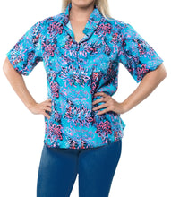 Load image into Gallery viewer, la-leela-womens-beach-casual-hawaiian-blouse-short-sleeve-button-down-shirt-multicolor-drt